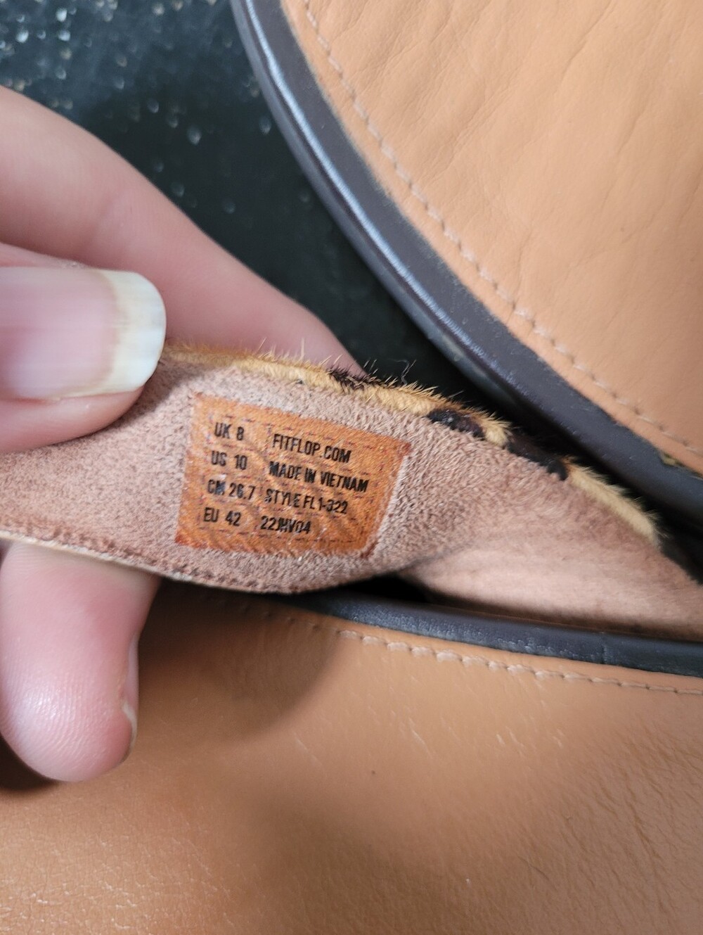 FitFlop Gracie Calfhair Tan/Black Leopard Print Toe-Post Sandals Comfort - Picture 5 of 6